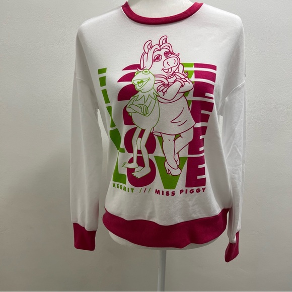 Disney Women's White and Pink Kermit & Miss Piggy Top size M EUC - Picture 5 of 9